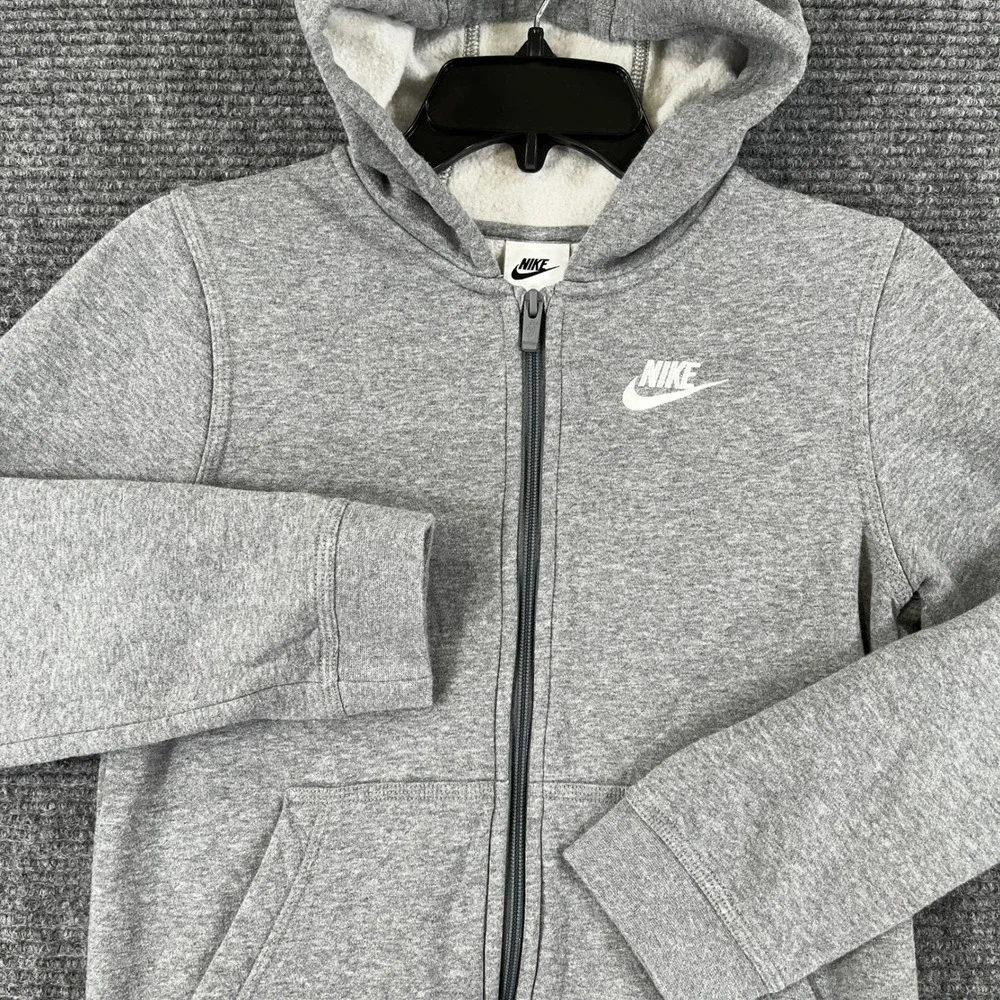 Nike Full Zip Hoodie Kids M Gray Fleece Y2K Skater School Activewear